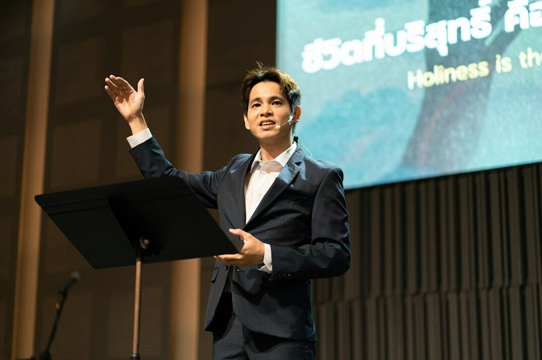 business leader on stage