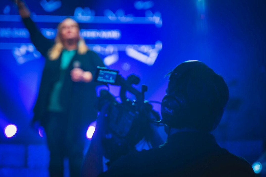 business executive on stage